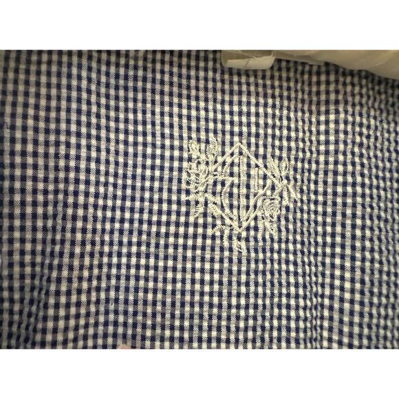 EILEEN WEST BLUE WHITE Gingham CHECK Lightweight SHORT Womens M WRAP ROBE - Picture 3 of 15